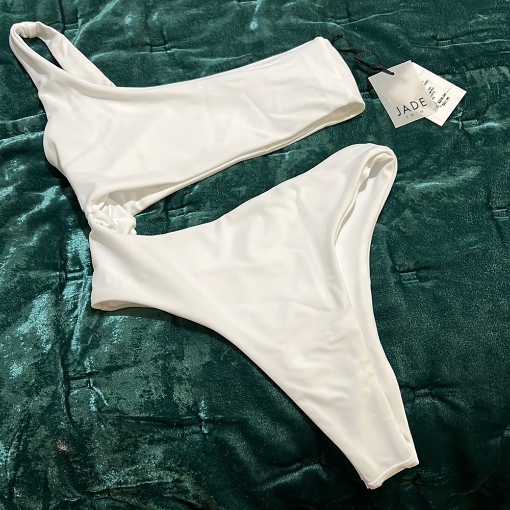 NWT Jade Swim Luna Asymmetric Cut-Out One-Piece Swimsuit from Saks Fifth Avenue